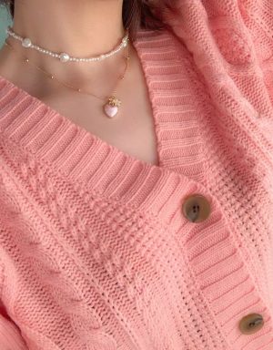 【SA623801】✈️正韓🛫粉紅愛心甜美精緻質感佳設計款項鍊