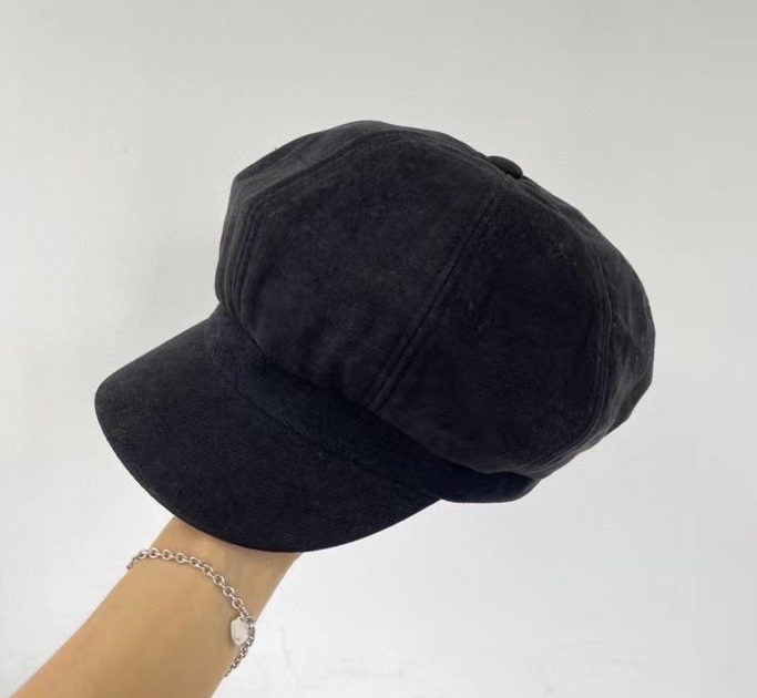 【H12504】✈️正韓🛫後釦設計 條絨八角帽