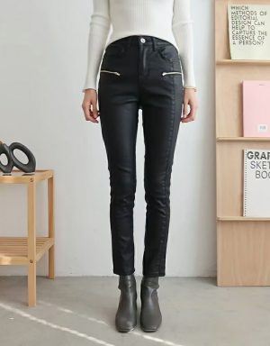 【S766202】✈️正韓🛫時尚有型 雙側拉鍊造型 微鬆緊 棉質修身顯瘦長褲
