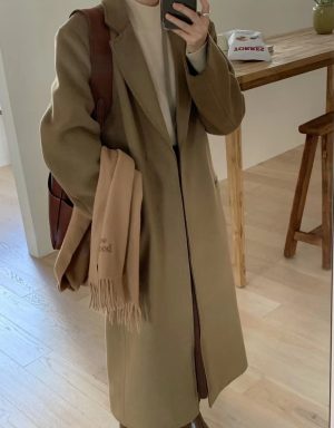【S9274008】✈️正韓🛫高質感 簡約俐落 時尚保暖 長版羊毛西裝外套