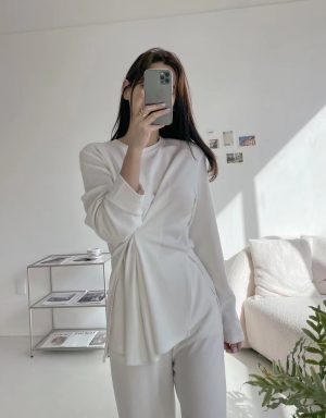 【S265501】✈️正韓🛫簡單不單調 柔軟棉質 可變化釦上衣