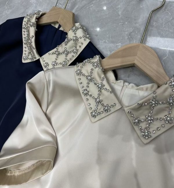 【S512001】🇰🇷✈️正韓商品🛫精緻鑽飾領典雅氣質高級感中洋裝